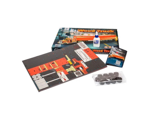 Детский деревянный 3D конструктор "Фура с прицепом" Puz-00952, 206 деталей
