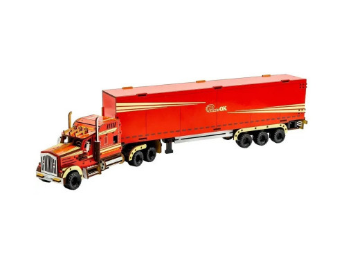 Детский деревянный 3D конструктор "Фура с прицепом" Puz-00952, 206 деталей