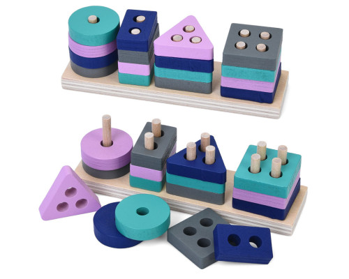 Детская деревянная игрушка-сортер "Геометрика" MD 0144, 16 деталей, 13х4х3,5 см