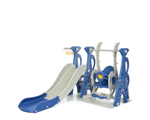 Дитяча гірка-гойдалка WM19083A-4 пластик, з баскетбольним кільцем
