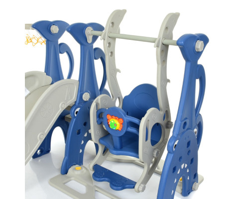 Дитяча гірка-гойдалка WM19083A-4 пластик, з баскетбольним кільцем