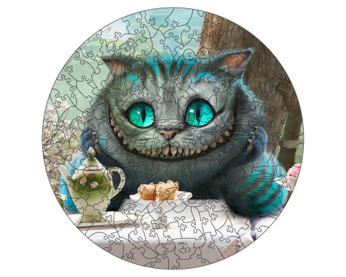 Фигурный пазл из дерева "Алиса Чеширский кот"  PZ010-A4C-AC 75-125 деталей, размер А4, картонная коробка
