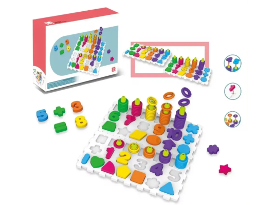 Розвиваюча гра "Логіка-вкладиш 2 в 1" DF78 цифри, букви, фігури