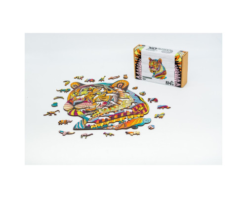 Фигурный деревянный пазл A3 "Загадочный тигр" PuzA3-00726, 129 элементов