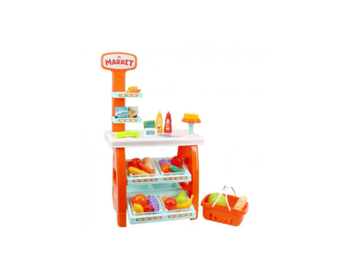 Ігровий дитячий набір "Маркет" 0730TXK прилавок з полицями, кошик, різні продукти