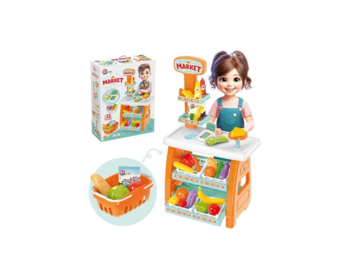 Ігровий дитячий набір "Маркет" 0730TXK прилавок з полицями, кошик, різні продукти
