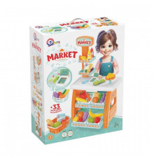 Ігровий дитячий набір "Маркет" 0730TXK прилавок з полицями, кошик, різні продукти
