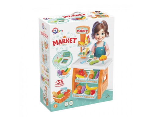 Ігровий дитячий набір "Маркет" 0730TXK прилавок з полицями, кошик, різні продукти