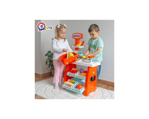 Ігровий дитячий набір "Маркет" 0730TXK прилавок з полицями, кошик, різні продукти