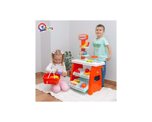 Ігровий дитячий набір "Маркет" 0730TXK прилавок з полицями, кошик, різні продукти