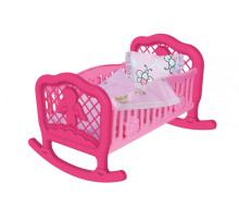 Игрушечная кроватка-колыбель для кукол 4524TXK с постельным бельем Розовая