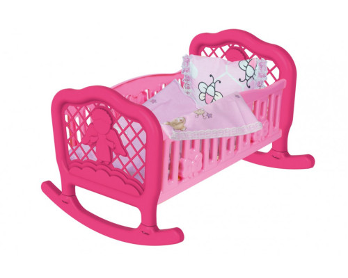 Іграшкове ліжечко-колиска для ляльок 4524TXK з постільною білизною  Рожева