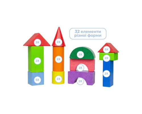 Деревянный конструктор "Строительный набор" 900750, 32 детали