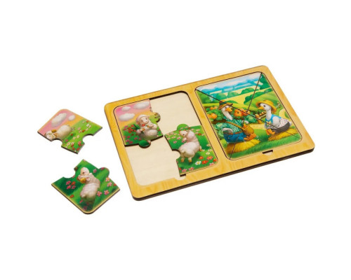 Деревянный пазл-вкладыш "Овцы и гуси" Ubumblebees (ПСД181) PSD181 в рамке