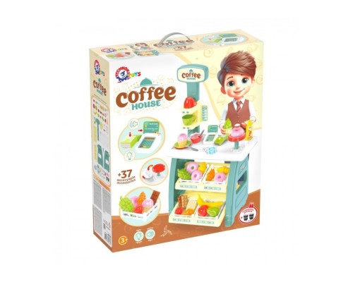 Игровой детский набор "Кофейня" 9765TXK прилавок с полками, игрушечные сладости