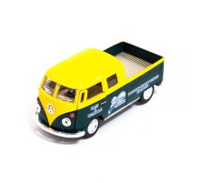 Детская модель машинки Volkswagen Bus Double Cab Pickup Delivery 1963 Kinsmart KT5396W инерционная, 1:34 Yellow