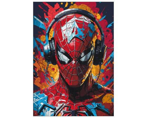 Фигурный пазл из дерева "Человек-паук" PZ013-A4C-AC 75-125 деталей, размер А4