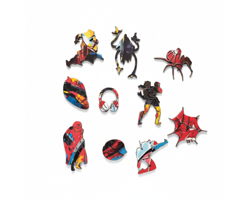 Фигурный пазл из дерева "Человек-паук" PZ013-A4C-AC 75-125 деталей, размер А4