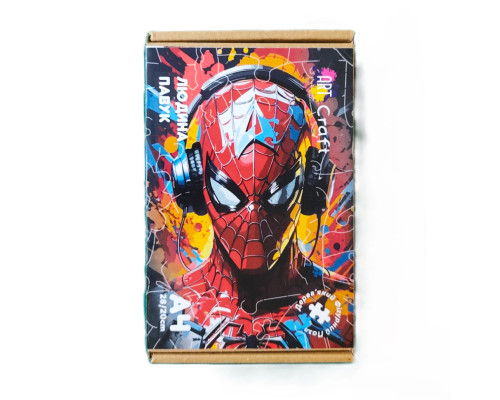 Фигурный пазл из дерева "Человек-паук" PZ013-A4C-AC 75-125 деталей, размер А4