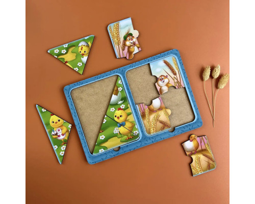 Деревянный пазл-вкладыш "Хомяки и цыплята" Ubumblebees (ПСД183) PSD183 в рамке