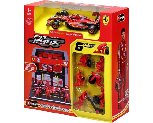 Игровой набор формулы один "Pit Pass Ferrari SF-24" Bburago 18-36862 (#16)