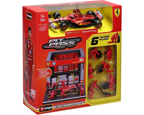 Игровой набор формулы один "Pit Pass Ferrari SF-24" Bburago 18-36862 (#16)