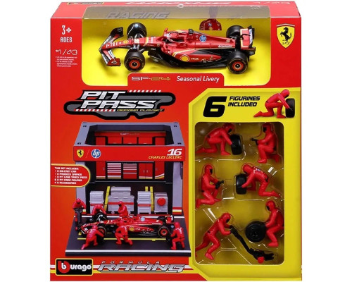 Игровой набор формулы один "Pit Pass Ferrari SF-24" Bburago 18-36862 (#16)