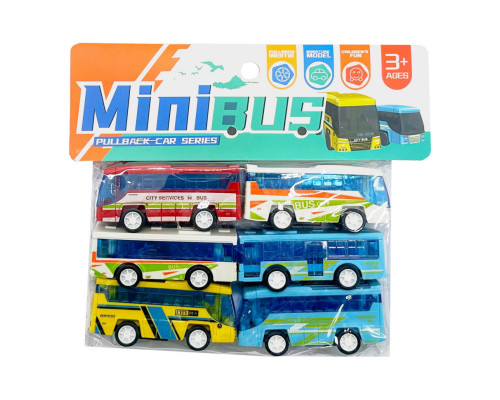 Дитячий набір інерційних автобусів HET-057, 6 штук в пакеті