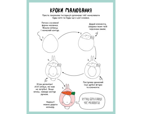 Книга для дозвілля "Як намалювати кролика та інших дивних істот" 101072, 64 сторінки