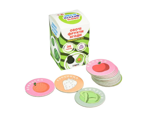 Развивающая настольная игра «Овощи, фрукты, ягоды» 30772, 36 карточек