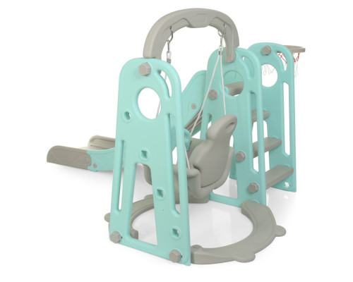 Дитяча гірка-гойдалка YG2020-1-4 пластик, з баскетбольним кільцем