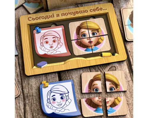 Деревянный пазл-сортер "Эмоции" Ubumblebees (ПСФ101) PSF101, 36 деталей