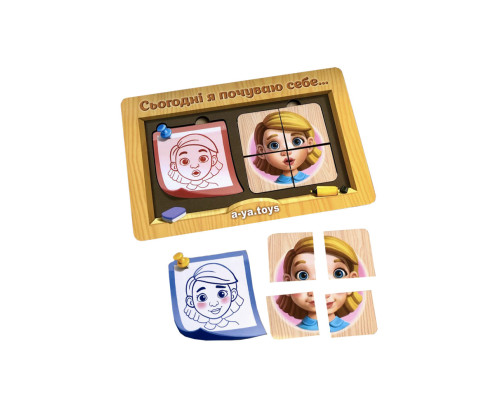 Деревянный пазл-сортер "Эмоции" Ubumblebees (ПСФ101) PSF101, 36 деталей