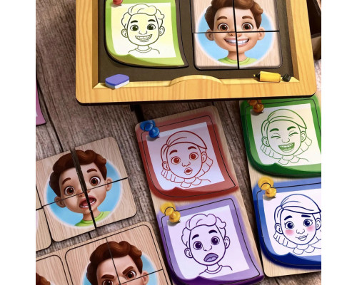 Деревянный пазл-сортер "Эмоции" Ubumblebees (ПСФ101) PSF101, 36 деталей