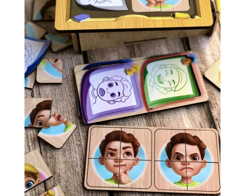 Деревянный пазл-сортер "Эмоции" Ubumblebees (ПСФ101) PSF101, 36 деталей