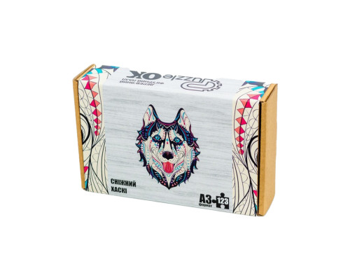 Фигурный деревянный пазл A3 "Снежный хаски" PuzA3-00902, 123 элемента