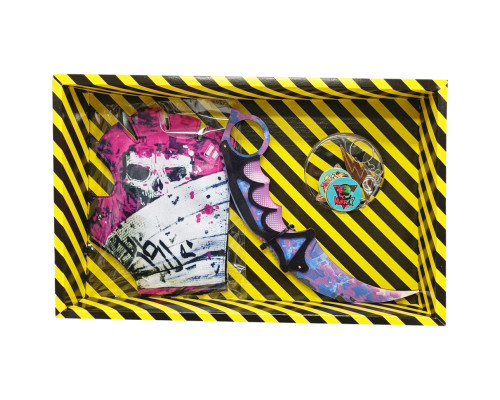 Сувенирные ножи деревянные набор BOX "Керамбит PURPLE CAMO" KARPC-B