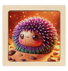 Дитячий дерев'яний пазл-вкладиш "Морський їжак" MD 1509-2, 6 елементів 9,8 х 9,8 х 0,4 см