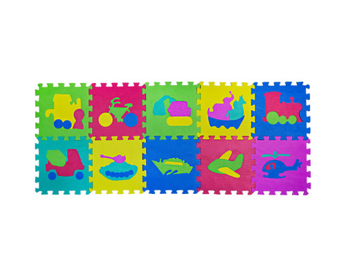 Детский развивающий коврик-пазл Транспорт EVA0632, 10 деталей, 28,5х28,5х0,8 см