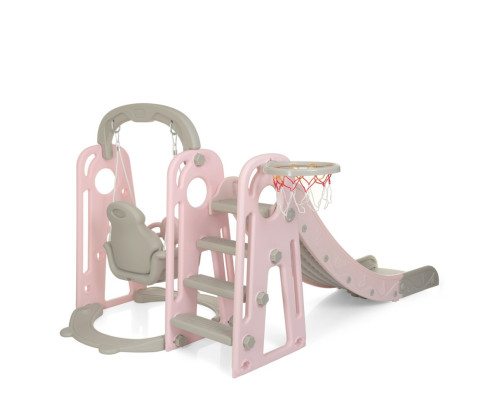 Дитяча гірка-гойдалка YG2020-1-8 пластик, з баскетбольним кільцем
