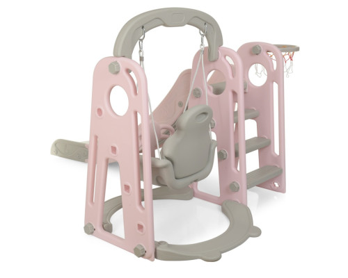 Дитяча гірка-гойдалка YG2020-1-8 пластик, з баскетбольним кільцем