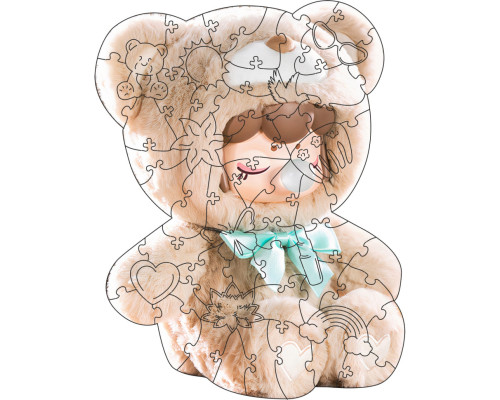 Фигурный пазл из дерева "Нэнси" PZ015-A4C-AC 75-125 деталей, размер А4