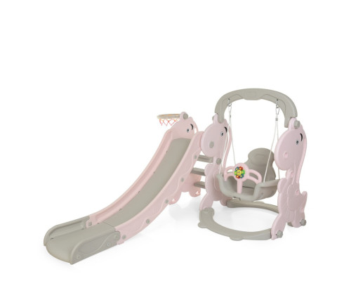 Дитяча гірка-гойдалка YG2020-2-8 пластик, з баскетбольним кільцем