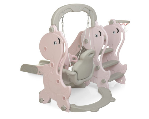 Дитяча гірка-гойдалка YG2020-2-8 пластик, з баскетбольним кільцем