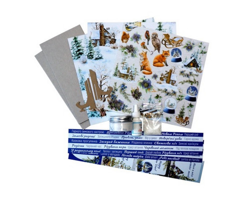Набір для створення 2 шт вітальних листівок на підставках "Зимовий ліс" FDGCK-049, 20 см х 10 см