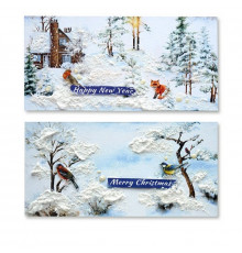 Набір для створення 2 шт вітальних листівок на підставках "Зимовий ліс" FDGCK-049, 20 см х 10 см