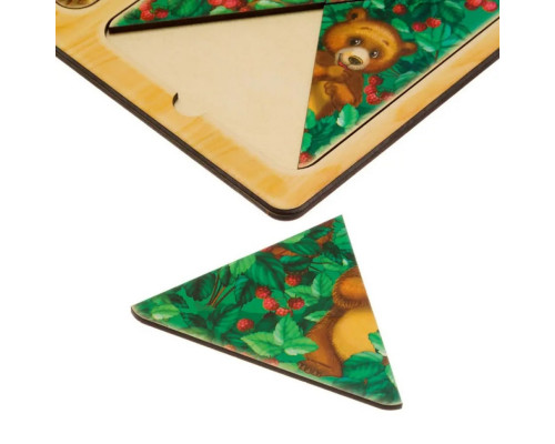 Деревянный пазл-вкладыш "Ежи и медведи" Ubumblebees (ПСД186) PSD186 в рамке