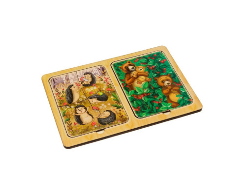 Деревянный пазл-вкладыш "Ежи и медведи" Ubumblebees (ПСД186) PSD186 в рамке