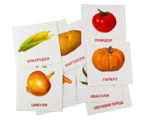 Развивающие карточки "Овощи" (110х110 мм) 65798 на укр./англ. языке