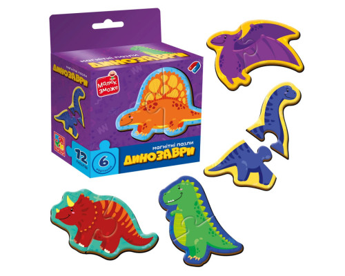 Дитячі магнітні пазли "Динозаври" VT1733-01, 6 картинок